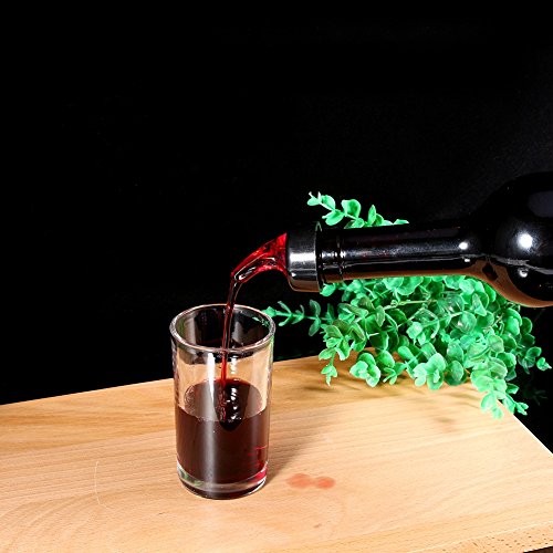 Automatic Measure Liquor Pourers, Plastic Measured Liquor Spirit Pourer Free Flow Wine Bottle Pour Spout Stopper Transparent for Home Bar (Red, 6)