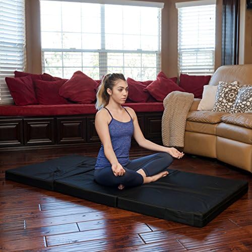 Tri-fold Portable Foam Camping Sleeping Exercise Sleepover Mat Pad with Free Memory Foam Pillow (Large)
