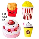 4 pc Popular Jumbo Cake Squishies Value Set/Package | Slow Rising Stress Reliever Scented Pink Round Strawberry Cake Squishy plus More | Great for Adults and Kids, Party Toys, Birthday Toys, Kawaii