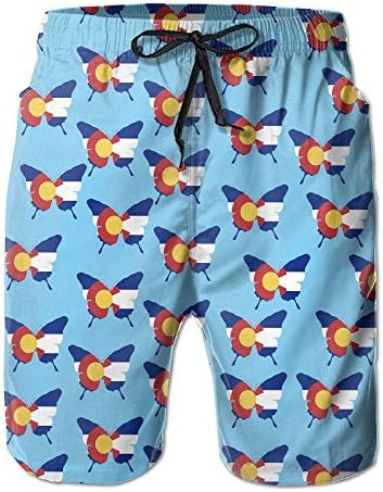 Colorado Butterfly Flag Pattern Men's Printing Quick Dry Beach Board Shorts Swim Trunks M
