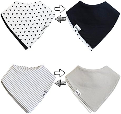 Double Reversible Baby Bandana Drool Bibs by dutch and boots, Soft, Absorbent, 100% Organic Cotton
