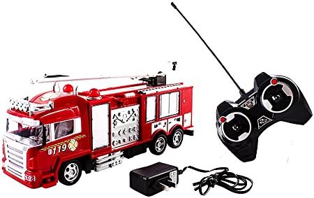 Toycity RC Fire Truck Rescue Engine Radio Remote Control w/ Music and Flashing Lights Rechargeable Battery