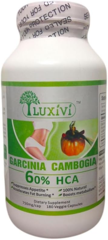 750mg/cap, 180caps - 100% Pure Garcinia Cambogia Extract, Veggie Capsules with 60% HCA, Natural Weight Loss Supplement and Appetite Suppressant, New and Improved Formula, Safe & Effective Weight Loss Supplement, Clinically Proven, Made in USA.