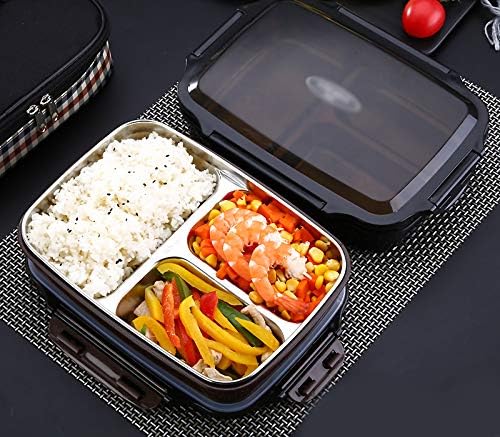 YFXOAHR Cartoon 3 Compartment Stainless Steel and Plastic Lunch Box