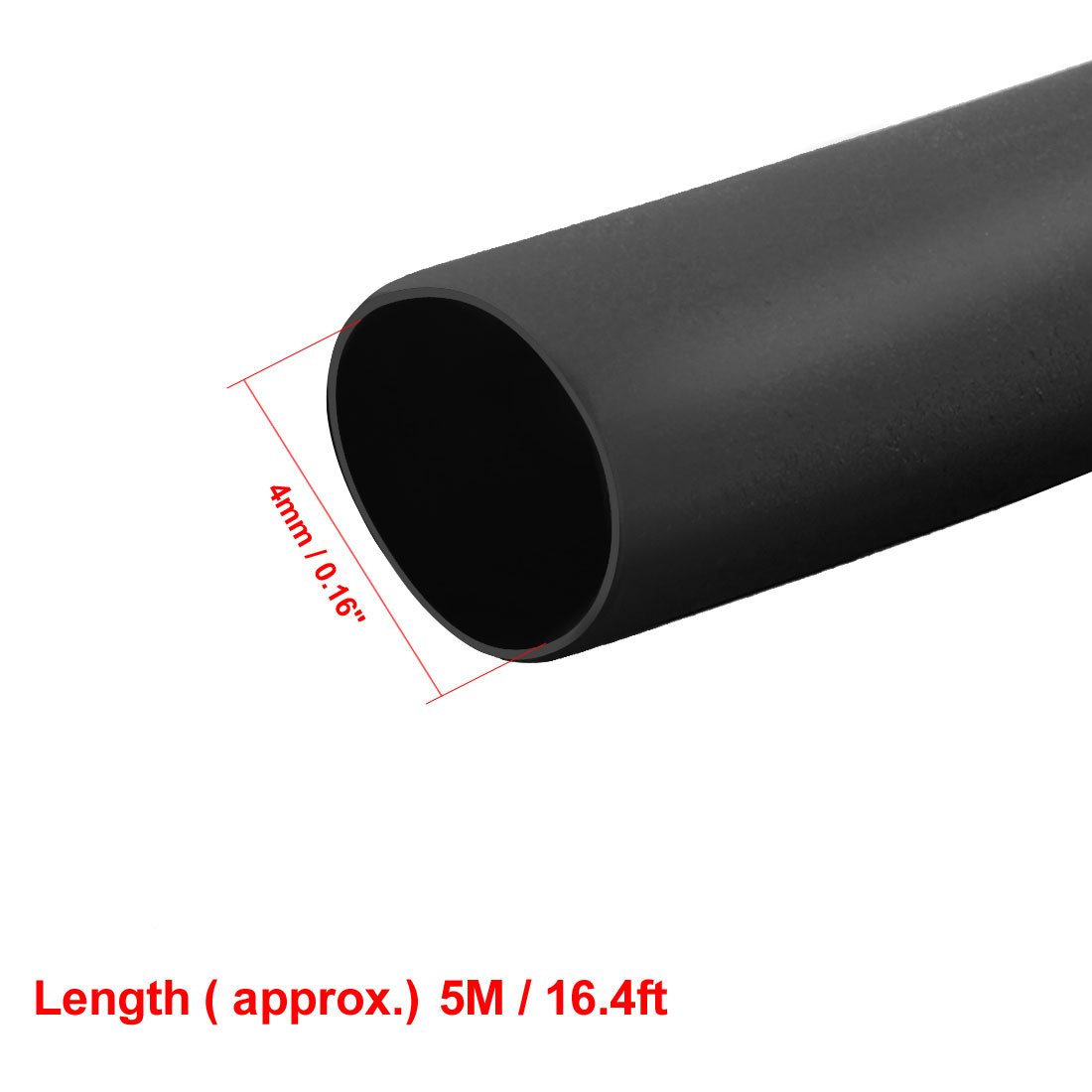 sourcing map Heat Shrink Tubing 4mm Dia 2:1 Heat Shrink Wrap Cable Sleeve Tube 5m Black - Image 3