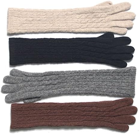 Gellwhu Women's Girls Elbow Long Sleeve Knit Wool Mittens Gloves Arm Warmers