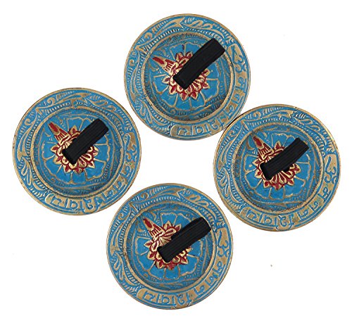 DharmaObjects Belly Dancing OM Namah Pro Finger Zills or Cymbals (Turquoise) - Thumbnail 2