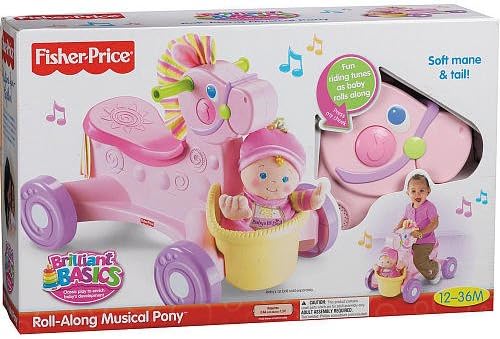 fisher price roll along musical pony