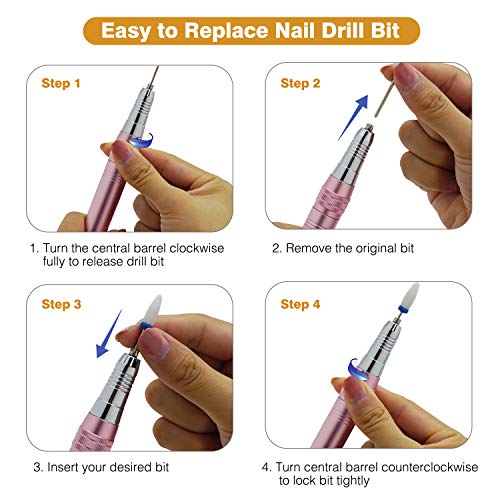 Portable Electric Nail Drill Machine, IMENE 30000RMP Professional Nail E-File Rechargeable for Acrylic, Gel, Natural Nails - Thumbnail 5