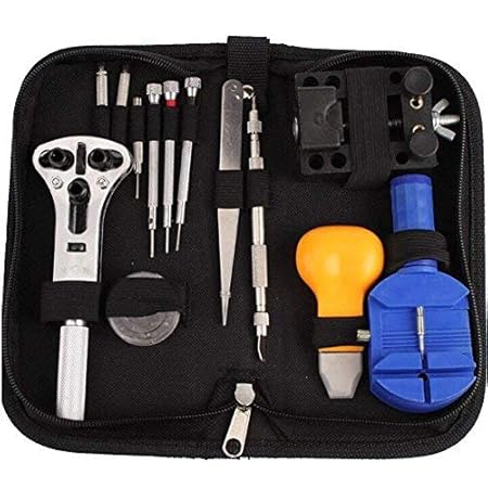 Techtest 13 Pcs Watch Opener Repairing Tools Kit Repair Link Pin Remover Band Holder Opener13 Piece Perfect Tool Set, Watchmaker, Antimagnetic Screwdriver, Portable Spring Bar Set watch repair kit professional deluxe set kits and tools for watchmaker