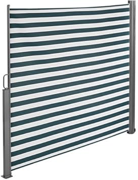 Brubaker Seitenmarkise Maui für Balkon und Terrasse - Ausziehbar - Aluminium - grün/weiß gestreift - 300 x 180 cm