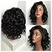 Inkach Short Curly Wigs for Black Womens Fluffy Wavy Cosplay Synthetic Hair Wigs (Black)