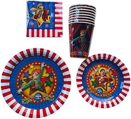 Ringling Bros and Barnum and Bailey Circus Bundle of Paper Dinner Plates, Napkins and Cups