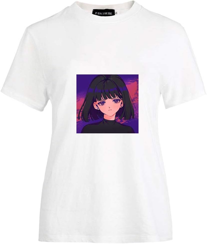 Provone Women's Sailor Moon T-Shirts Japaness Anime Cute Cartoon Girls Characters Graohic O-Neck Tee Tops