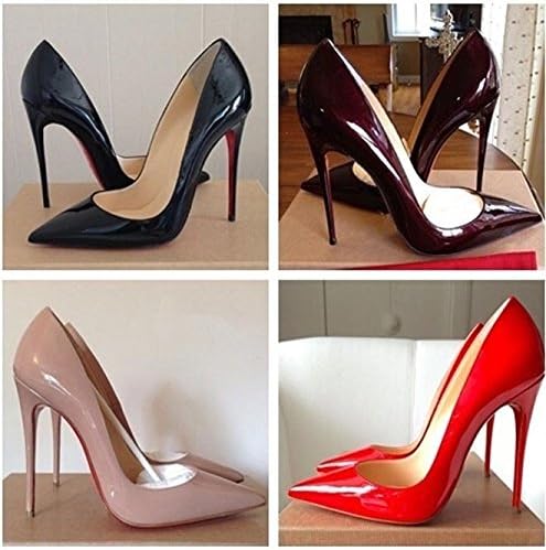 Red Bottom 12 cm big size High Heels Brand Pattern Leather Women Pumps Pointed Toe High Heels Shoes Woman Plus Size 35-46
