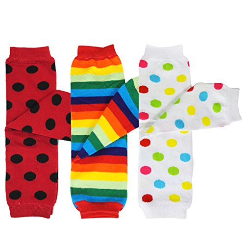 Bowbear Baby 3-Pair Leg Warmers Polka Dots and Rainbow Stripes