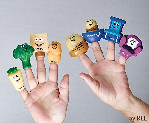 Mah Nishtana Vinyl Finger Puppets Set of 8 | Passover Gifts Pesach Seder Jewish Holiday Party Educational Playful Learning Goodie Bag Favors!
