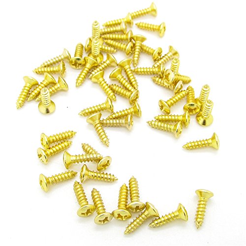Guitar Bass Pickguard Screws Cover Plate Jack Mounting Screws for Strat Tele TL LP Guitar Golden Pack of 100 - Thumbnail 2