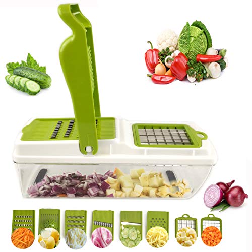 Lumicook vegetable chopper slicer | Durable veggie chopper large food safe container | 8 blades and lemon juicer | All-In-One dicer slicer chopper | food chopper