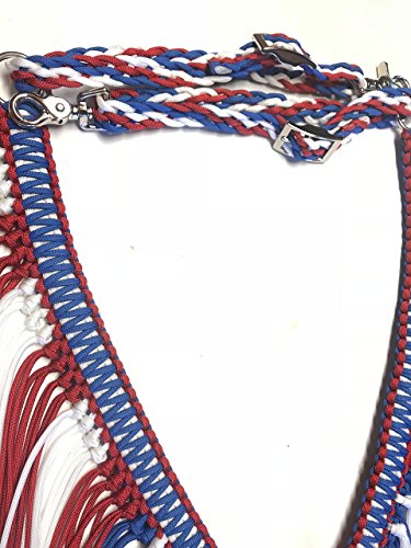 fringe breast collar paracord horse tack red white and blue patriotic