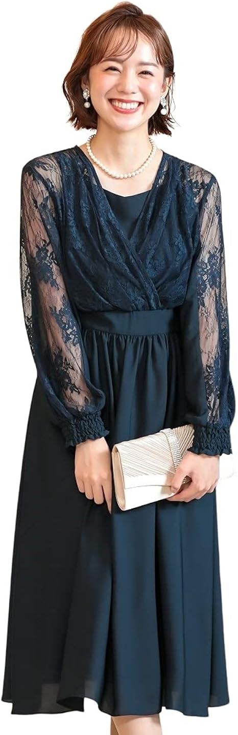 Amazon パーティードレス Nissen ニッセン チュールレース使いカシュクールデザインワンピースドレス 結婚式 二次会 お呼ばれ対応 大きいサイズ有 ワンピース チュニック 通販