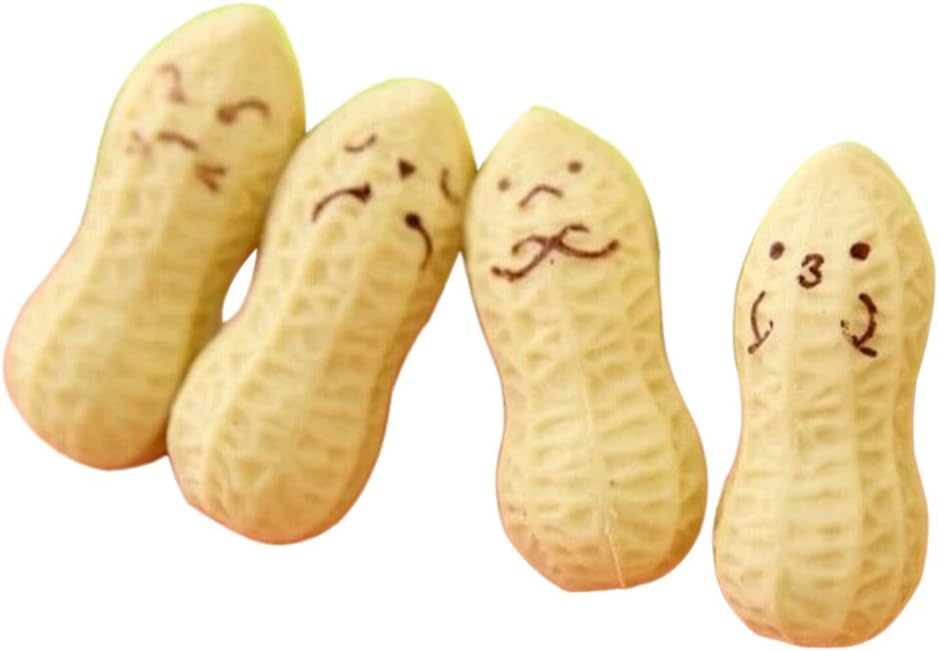 Mflbefulmel 4Pcs Cute Kawaii Peanut Shape Rubber Erasers Smile Creative Cartoon Figures Pencil Eraser Set for Homework Rewards, Party Favors, and Art Supplies Beige