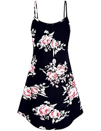 Sese código Casual para Mujer correa de espagueti floral impreso verano playa vestido de Swing