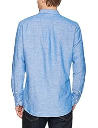 Brand - Goodthreads Camisa de mezcla de algodón y lino de manga larga con ajuste estándar para hombre