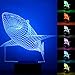 YiaMia 3D Shark LED Night Light Multi 7 Color Changing Touch Switch Optical Table Lamp USB Powered for Home Room Bar Party Festival Decor Kids Room Decoration
