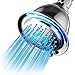 PowerSpa All Chrome 4-Setting LED Shower Head with Air Jet LED Turbo Pressure-Boost Nozzle Technology; 7 Colors of LED Lights Change Automatically Every Few Seconds