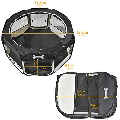 Mcdear Plegable Parque Mascota de Juego Fabric Pet Pen para Perros Gatos Conejos Animales pequeños Negro - Imagen 8