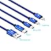 JASTEK Multi Charging Cable, 3.3 Feet (1M) 4 in 1 Braided Multiple Charging Cable Alluminum Adapter Connector with Type C, 2x 8 Pin Lighting, Micro USB for Universal Use - Blue