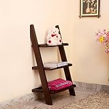 Santosha Decor DIY Solid Sheesham Wood 3 Tier Ladder Shape Rack Wall Book Shelf - Mahogany Finish