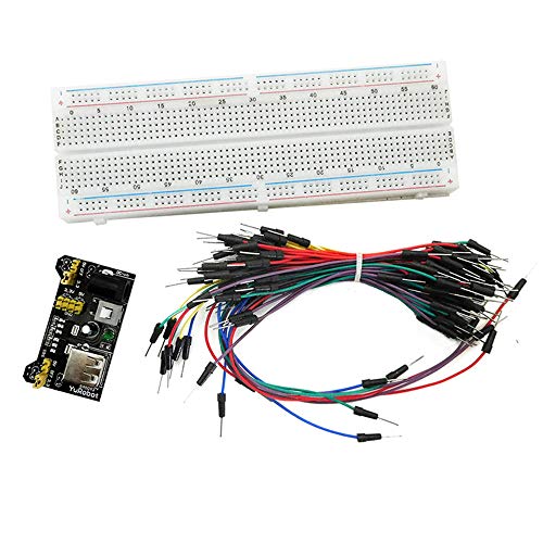 Loweryeah 830 MB-102 Tie Points Solderless Breadboard Kit + 3.3V 5V Power Supply Module +65pcs Flexible Jumper Cables Wires - Thumbnail 6