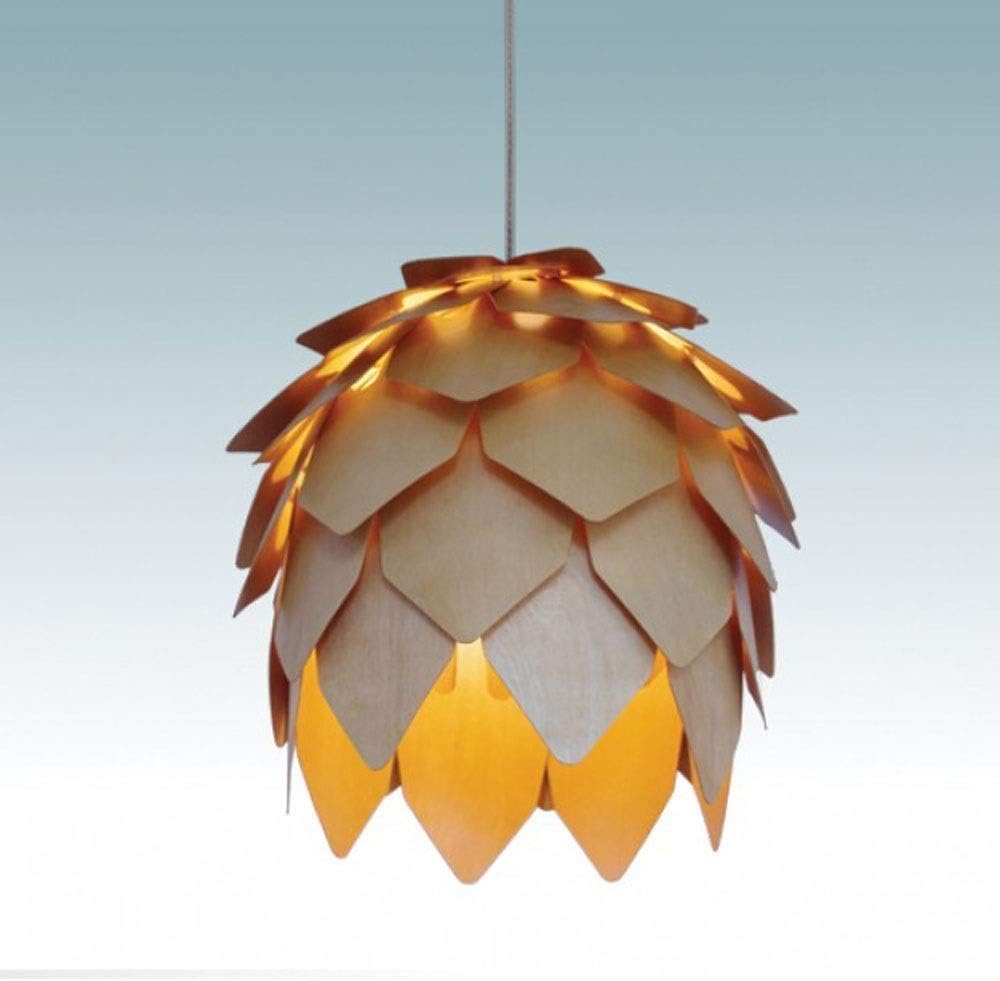 Home Decoration Ceiling Chandelier Single Head Bar Counter Hotel Restaurant Living Room Aisle Chandelier Nordic Modern Creative E27 Wooden Pine Cone Chandelier