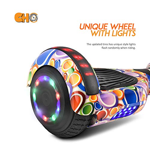 CHO Electric Smart Self Balancing Scooter Hoverboard Built-in Speaker LED Wheels Side Lights- UL2272 Certified (-Colorful Circle)
