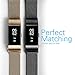 Tecson Magnetic Bands Compatible Fitbit Charge 2 (Pack of 2), Stainless Steel Metal Milanese Replacement Strap with Magnet Lock for Fitbit Charge 2, Champagne Gold and Black