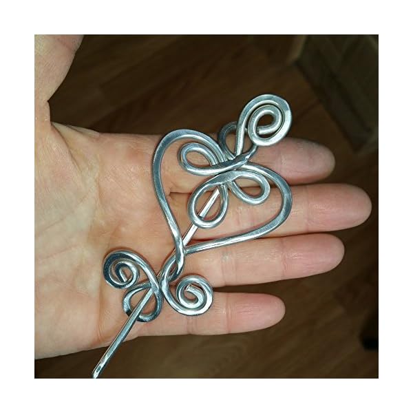 Celtic Heart Aluminum Shawl Pin, Sweater Brooch, Scarf Pin, Knitter Gift Handmade - Image 6