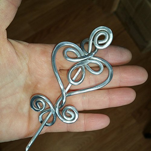 Celtic Heart Aluminum Shawl Pin, Sweater Brooch, Scarf Pin, Knitter Gift Handmade - Image 6