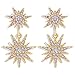 Starburst Dangle Drop Earrings Gold Plated Crystal Hexagram Star Stud Statement Dangle Earrings Wedding Earrings for Women