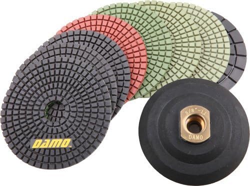 Damo Diamond Tools 4FPP127SETB4SRBH 4-Inch Wet Diamond Polishing Pads Granite Polish/Concrete Polisher by Damo Diamond Tools