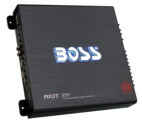 BOSS Audio R2504 Riot 1000 Watt, 4 Channel, 2/4 Ohm Stable Class A/B, Full Range, Bridgeable, MOSFET Car Amplifier with Remote Subwoofer Control