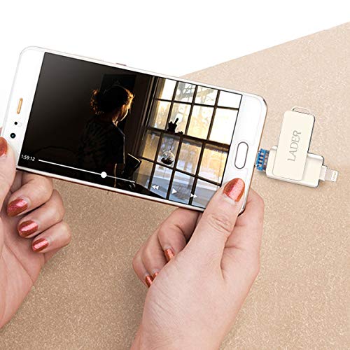 USB Flash Drives for iPhone 128GB [3-in-1] OTG Jump Drive, LADER Thumb Drives External Micro USB Memory Storage Pen Drive, USB Flash Memory Stick for iPhone, iPad, iOS, Android, PC (128GB, Silver) - Thumbnail 7