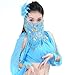 BellyLady Belly Dance Tribal Face Veil With Beads, Halloween Costume Accessory-Lake Blue