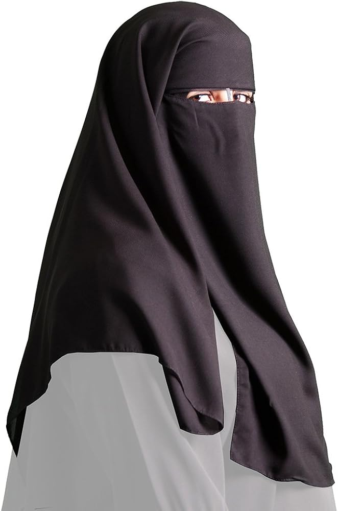 Saudi Niqab Dreilagig Schwarz Muslim Burka Khimar Islamische Kleidung 11 1001 Amazonde