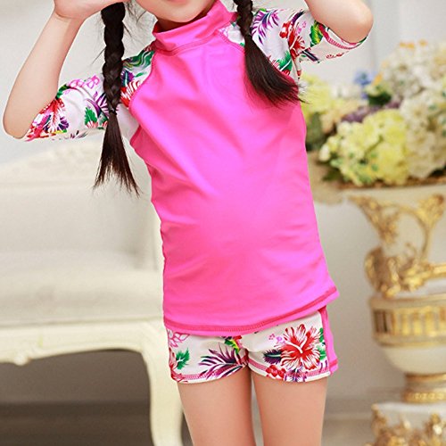 Baby Toddler Girls' Two Piece Swimsuits Set Kid Swimwear Bathing Suit Rash Guard Sets UPF 50+ (Pink, 1-2T(Height:33.5"-37.5"/85-95cm)/S)