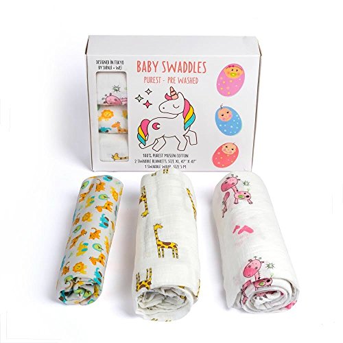 image for SHINJI WEI Muslin Baby Swaddle Blankets - Baby Muslin Wrap Infant Newb