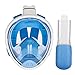 Zeeshy Full Face Snorkel Mask, 180º Panoramic View Diving Scuba Mask Easy breath with Anti-Fog and Anti-Leak with Adjustable Head Straps Design for Adults,Youth,kids ( BLUE-XS/S )