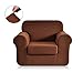 CHUN YI Stretch Armchair Sofa Slipcover Sofa Cover, 1 Seater Chair Slipcover Soft Washable Furniture Covers with Elastic Bottom, Small, Coffee