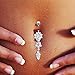 Clearance! WILLTOO Crystal Ring Body Dangle Ball Barbell Bar Belly Button Navel Ring (Silver)